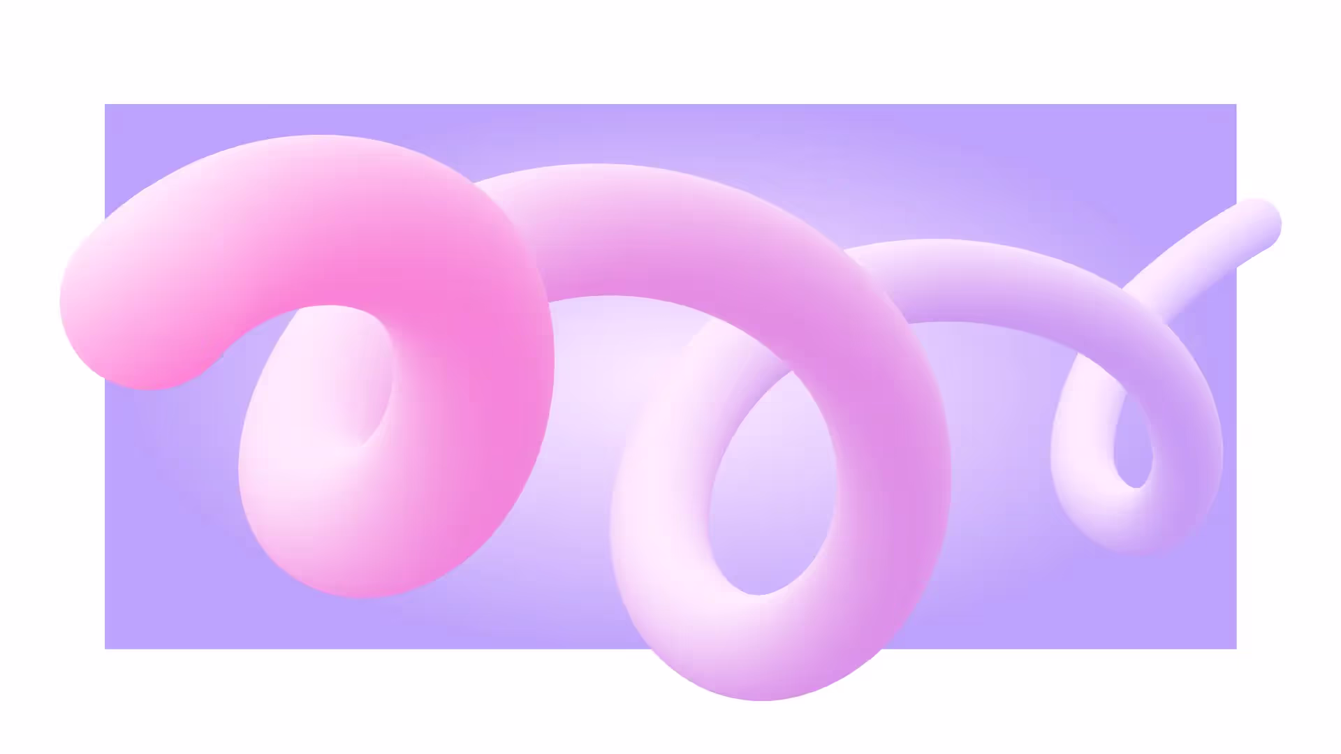 an abstract vector artwork, consisting of a coiling tube made of an almost glowing pink and lavender.